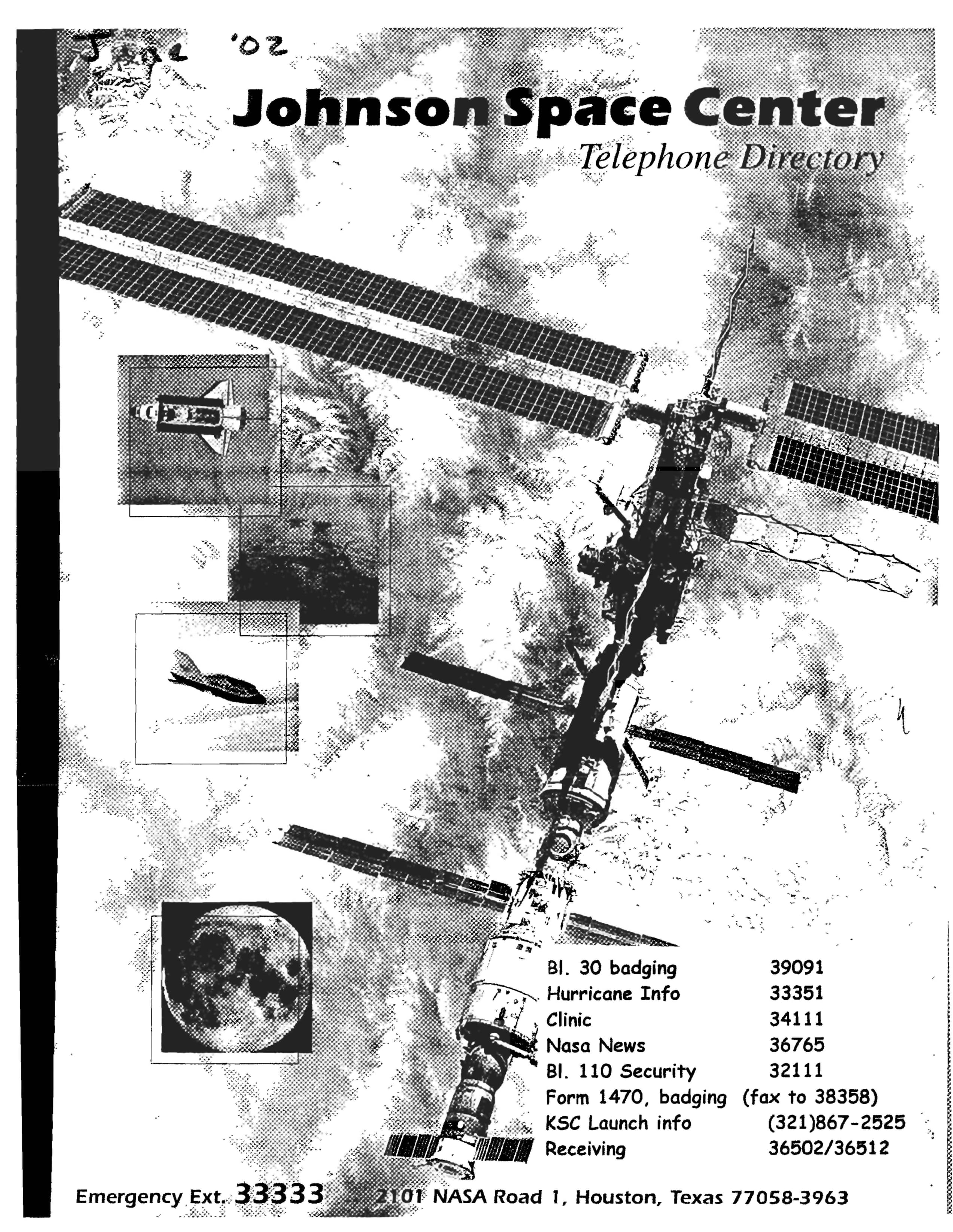 Cover of the Johnson Space Center Telephone Directory