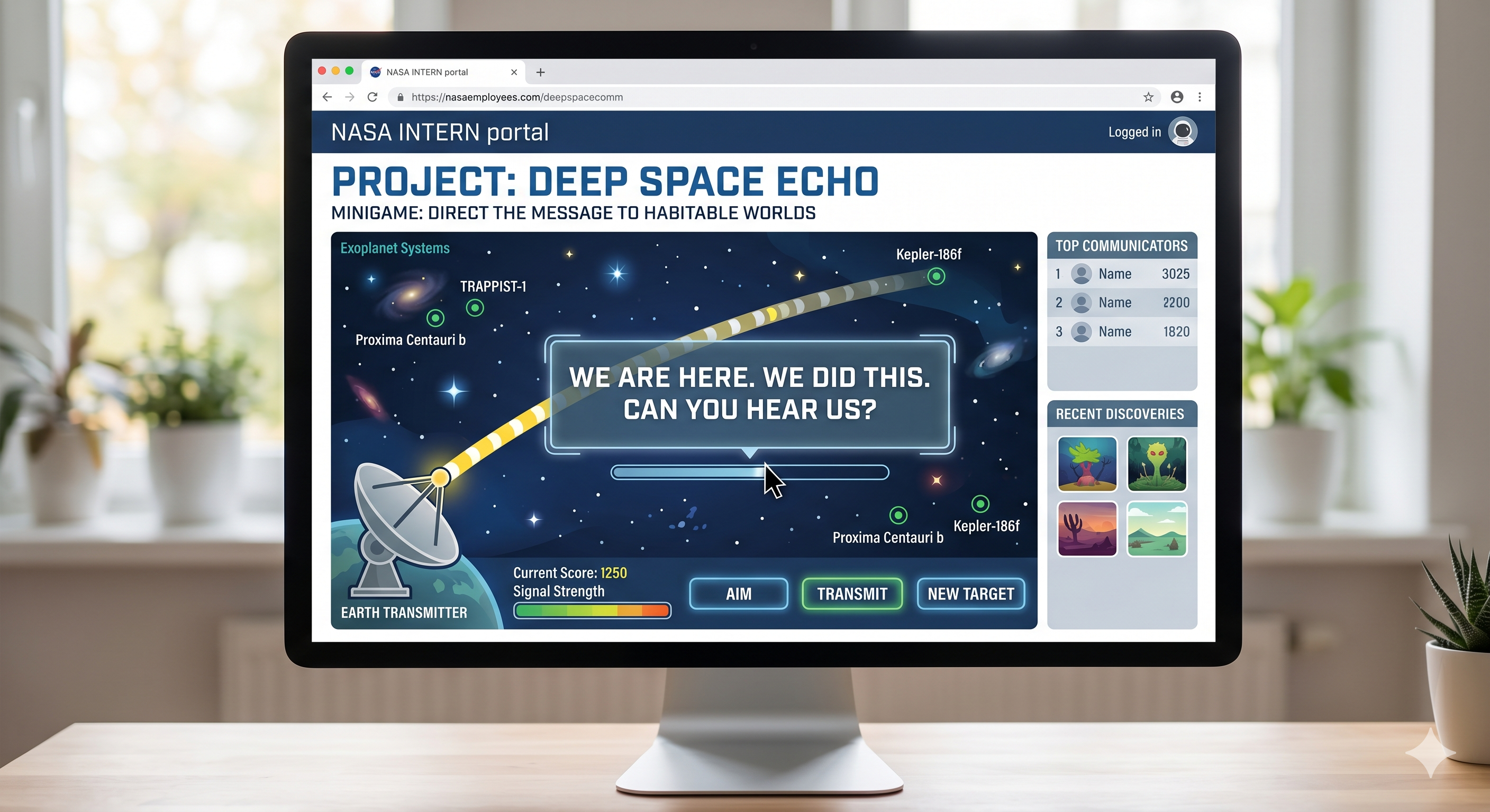 Mockup concept for the Deep Space Echo minigame